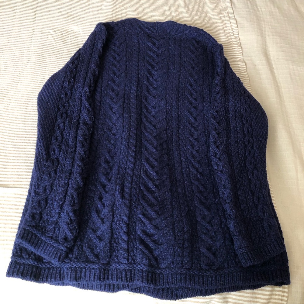 AranCrafts Navy Knit Wool Cardigan - Picture 4 of 9